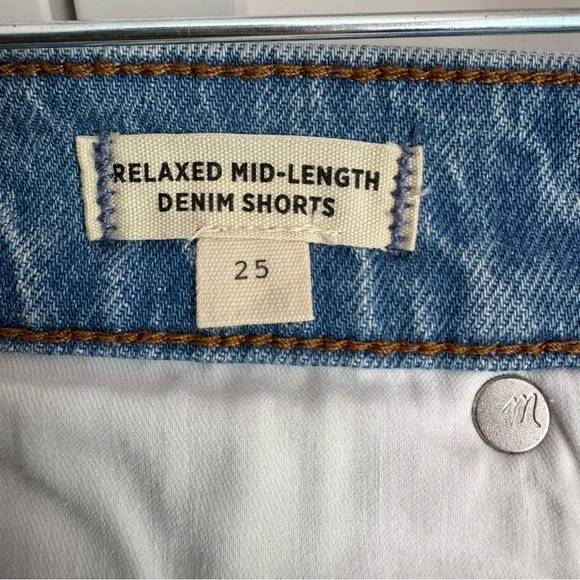 Madewell The Pride Relaxed Mid Length Denim Blue Shorts Festival Parade Size 25 - Picture 8 of 10